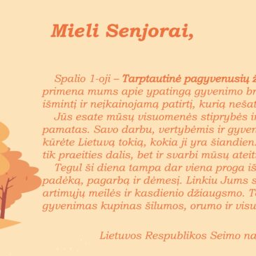 Seimo nario Valiaus Ąžuolo sveikinimas