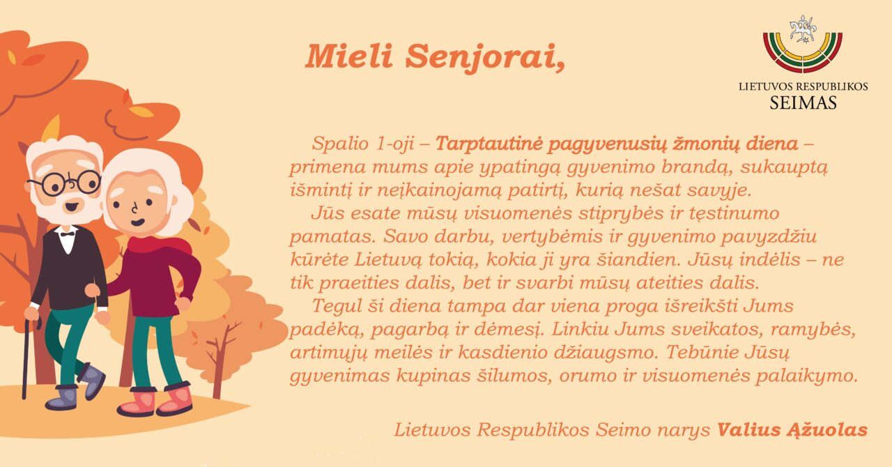 Seimo nario Valiaus Ąžuolo sveikinimas