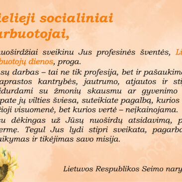 LR Seimo nario Valiaus Ąžuolo sveikinimas